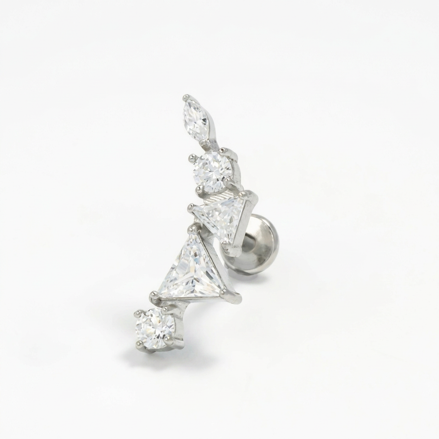 Piercing con zirconi in Acciaio Chirurgico 316L - Piercing per lobo, helix, forward helix, conch, flat, tragus