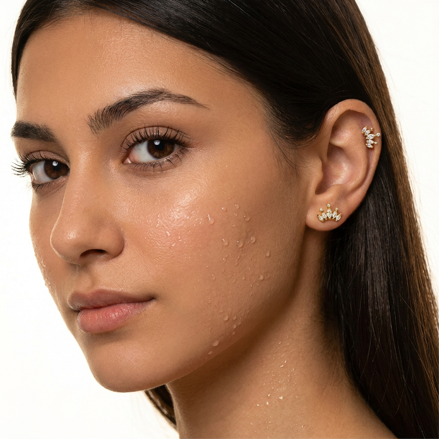 Piercing con zirconi in acciaio chirurgico 316L - Piercing per lobo, helix, forward helix, conch, flat, tragus