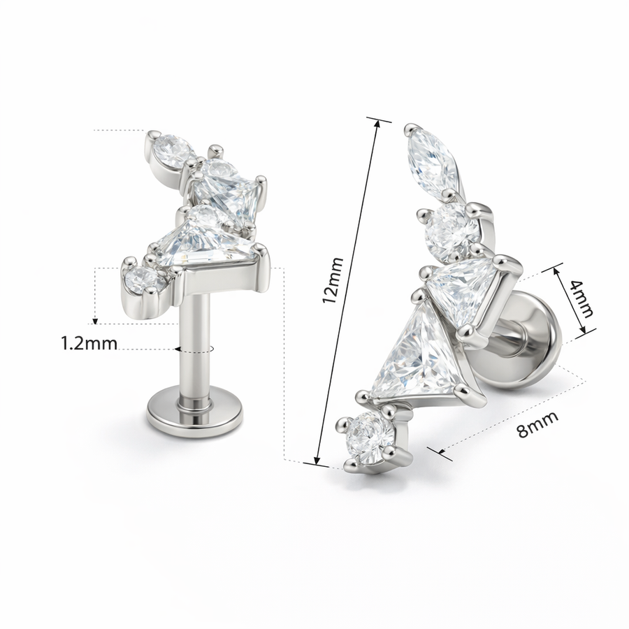 Piercing con zirconi in Acciaio Chirurgico 316L - Piercing per lobo, helix, forward helix, conch, flat, tragus