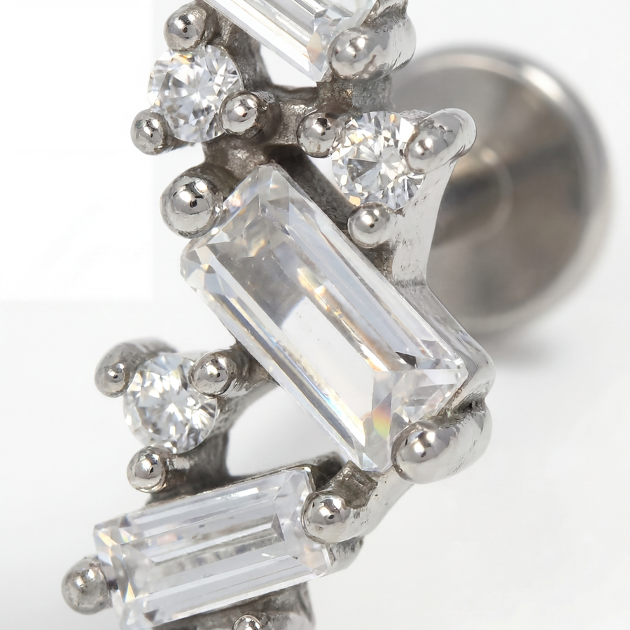 Piercing con zirconi in acciaio chirurgico 316L - Piercing per lobo, helix, forward helix, conch, flat, tragus