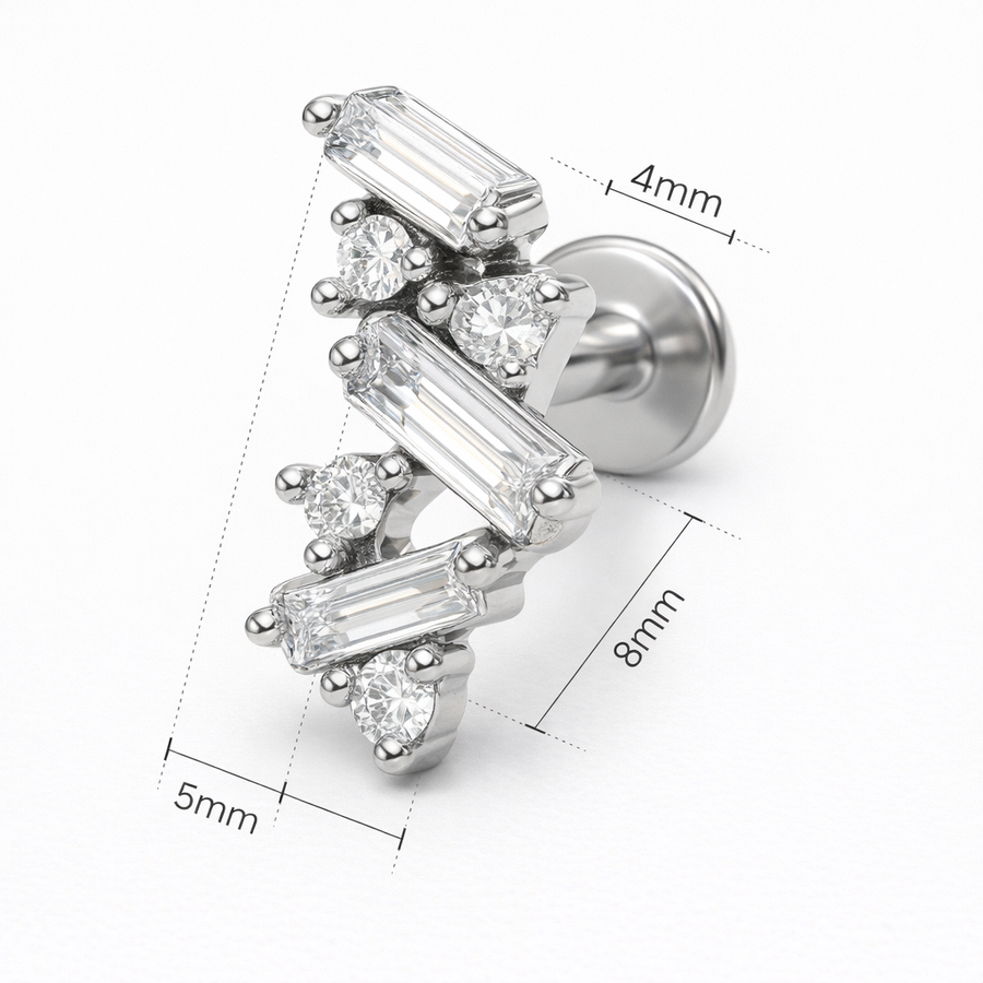 Piercing con zirconi in acciaio chirurgico 316L - Piercing per lobo, helix, forward helix, conch, flat, tragus