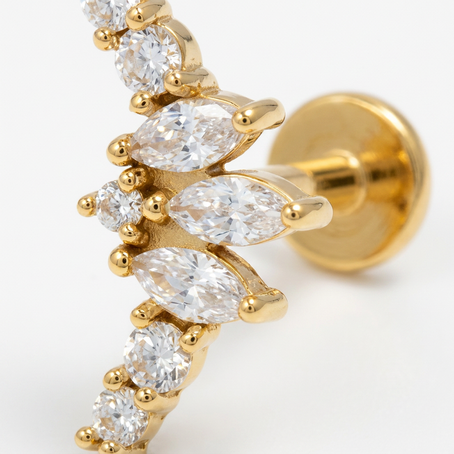 Piercing con zirconi in acciaio chirurgico 316L - Piercing per lobo, helix, forward helix, conch, flat, tragus