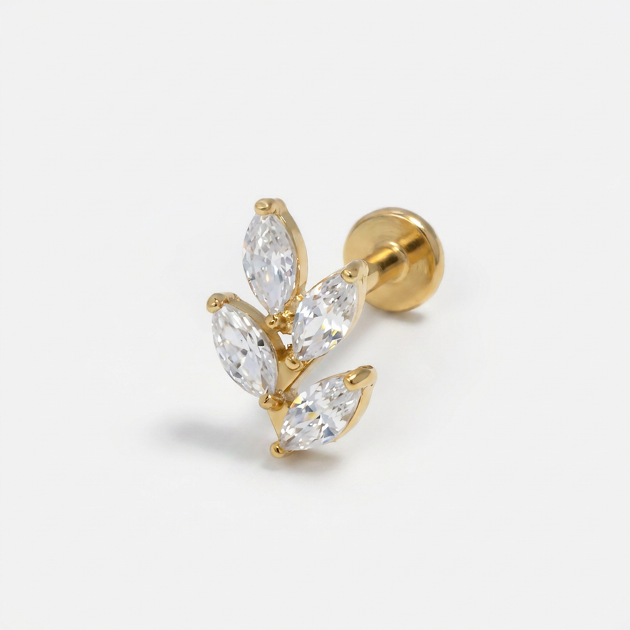 Piercing con petali di zirconi in Acciaio Chirurgico 316L - Piercing per lobo, helix, forward helix, conch, flat, tragus
