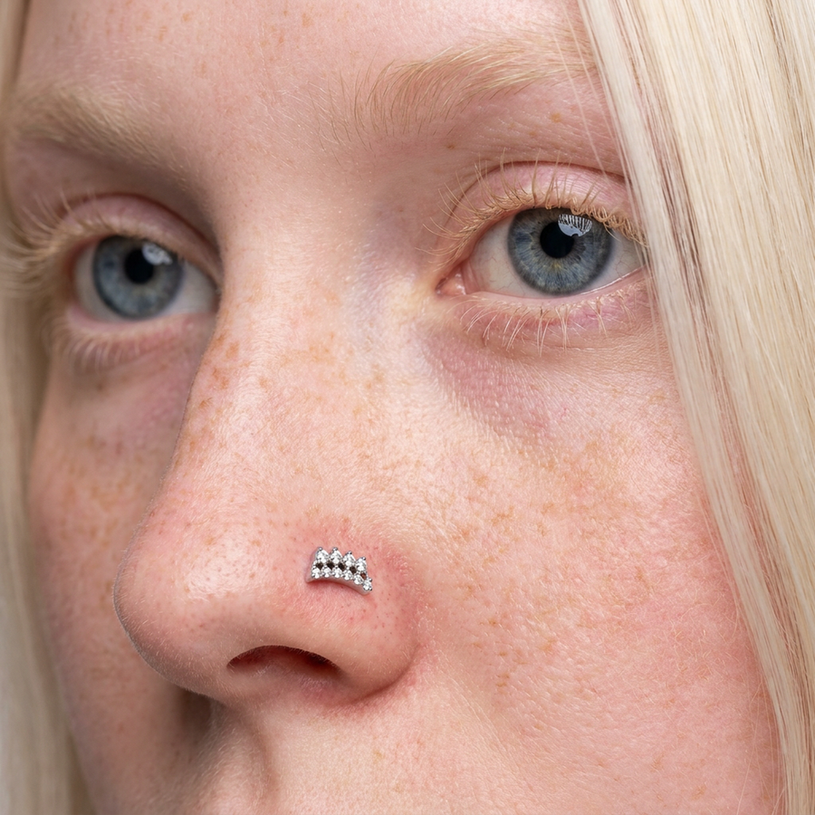 Piercing due fasce di zirconi in Titanio G23- Piercing per naso