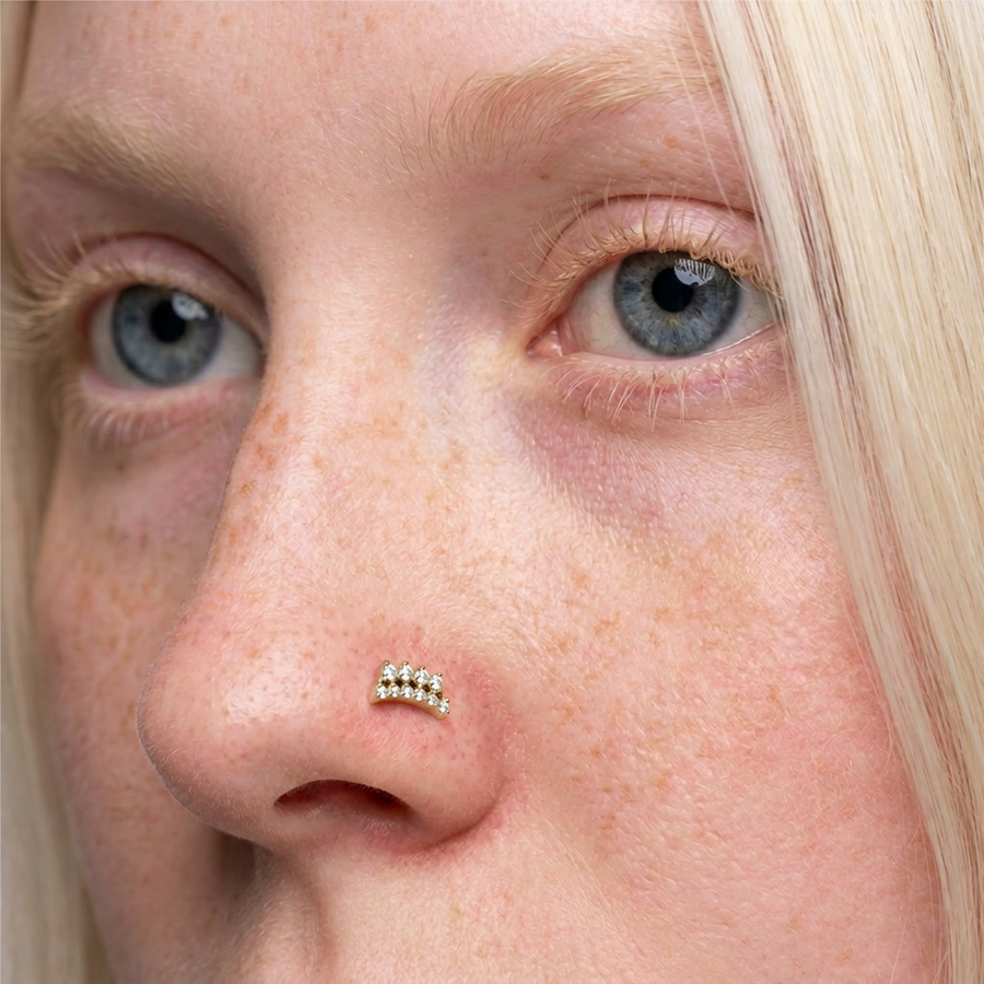Piercing due fasce di zirconi in Titanio G23- Piercing per naso