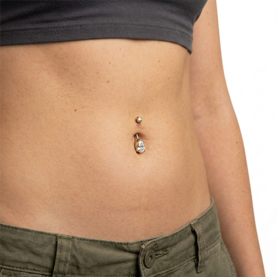 Piercing con zirconi in Titanio G23 - Piercing per ombelico
