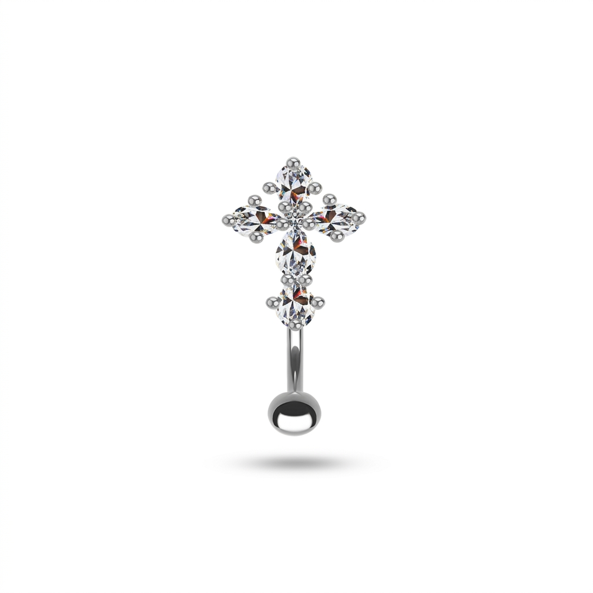 Piercing con croce di zirconi in Titanio - Piercing per ombelico
