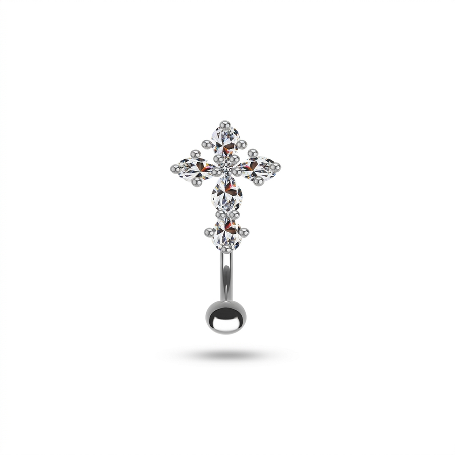 Piercing con croce di zirconi in Titanio - Piercing per ombelico