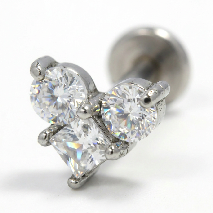 Piercing con zirconi in Acciaio Chirurgico 316L - Piercing per lobo, helix, forward helix, conch, flat, tragus