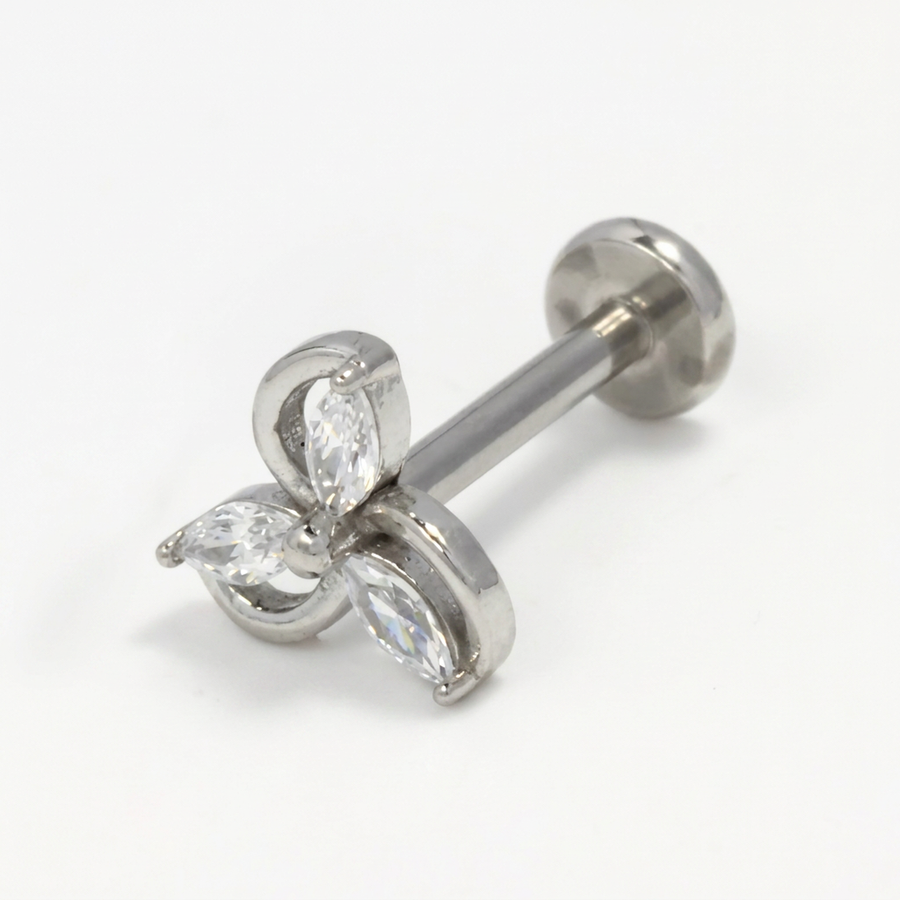 Piercing ad elica con zirconi in Acciaio Chirurgico 316L - Piercing per lobo, helix, forward helix, conch, flat, tragus