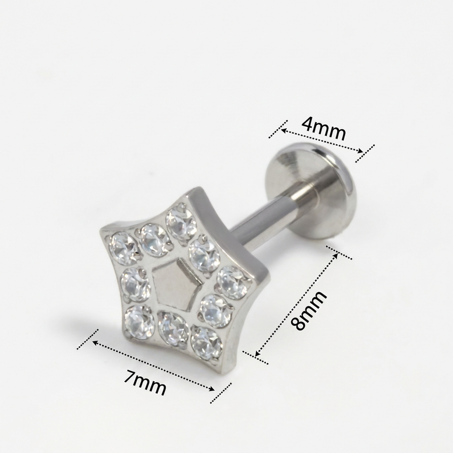 Piercing con zirconi in Acciaio Chirurgico 316L - Piercing per lobo, helix, forward helix, conch, flat, tragus