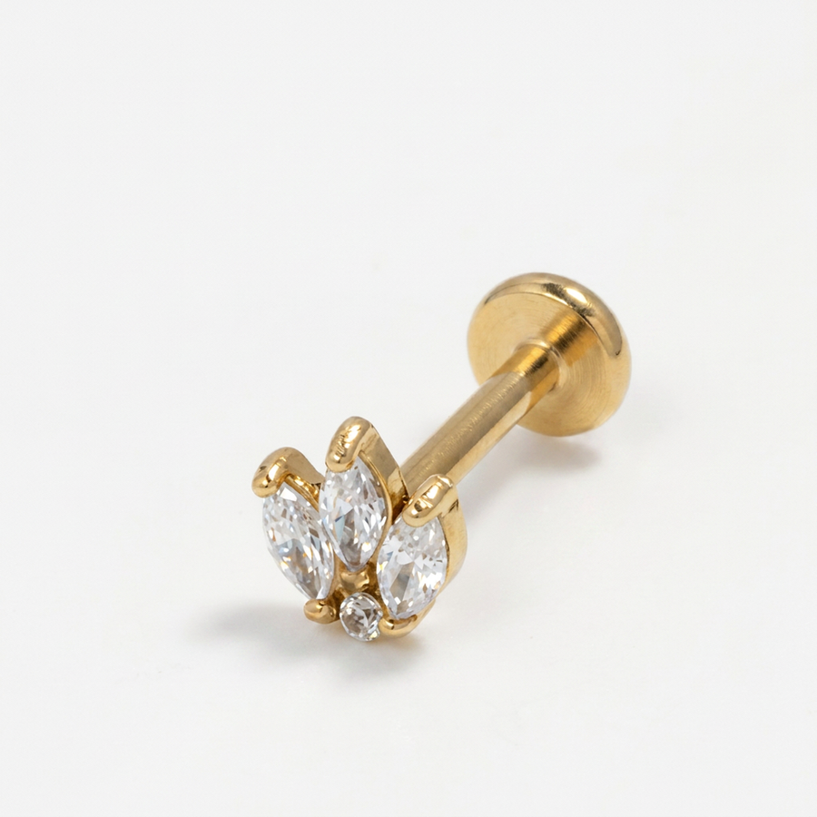 Piercing con zirconi in Acciaio Chirurgico 316L - Piercing per lobo, helix, forward helix, conch, flat, tragus