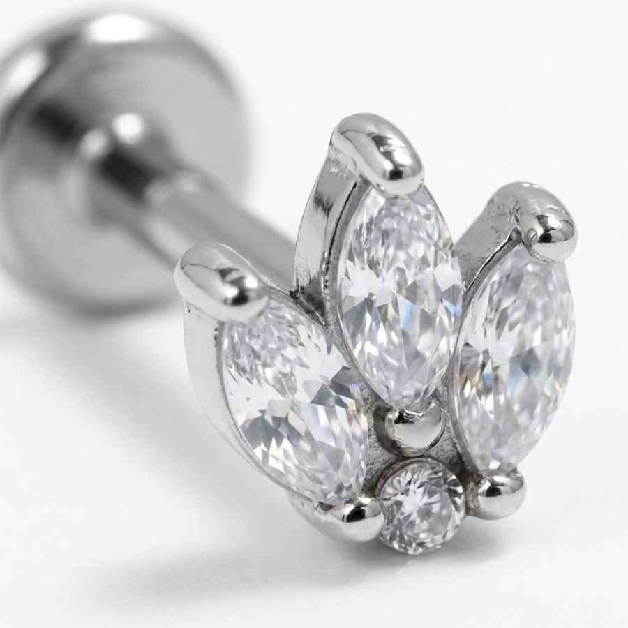 Piercing con zirconi in Acciaio Chirurgico 316L - Piercing per lobo, helix, forward helix, conch, flat, tragus