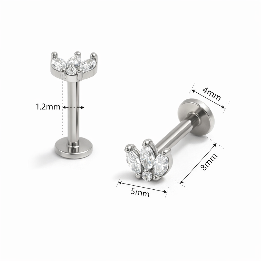 Piercing con zirconi in Acciaio Chirurgico 316L - Piercing per lobo, helix, forward helix, conch, flat, tragus
