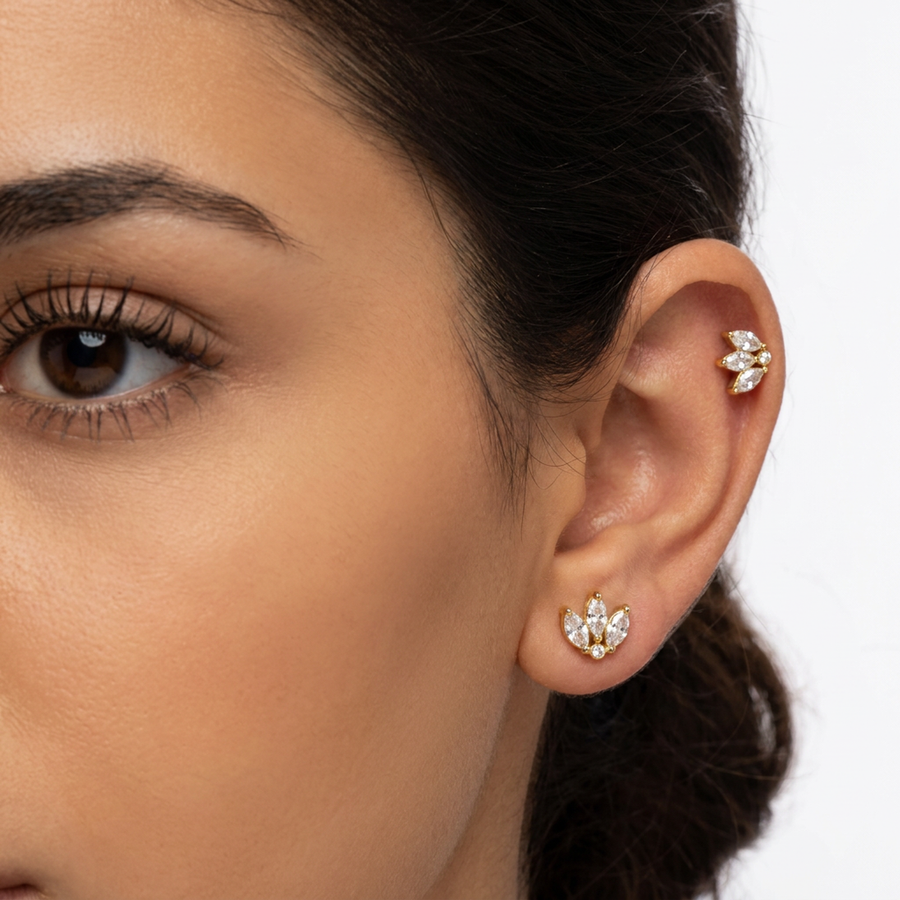 Piercing con zirconi in Acciaio Chirurgico 316L - Piercing per lobo, helix, forward helix, conch, flat, tragus