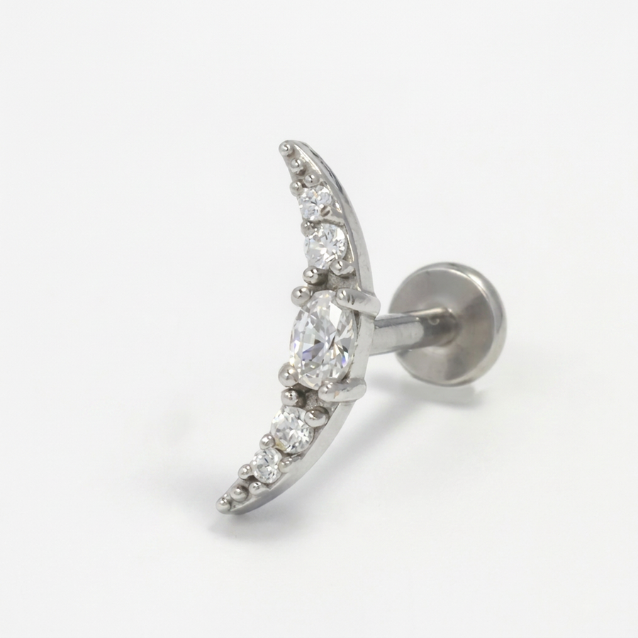 Piercing con arco di zirconi in Acciaio Chirurgico 316L - Piercing per lobo, helix, forward helix, conch, flat, tragus