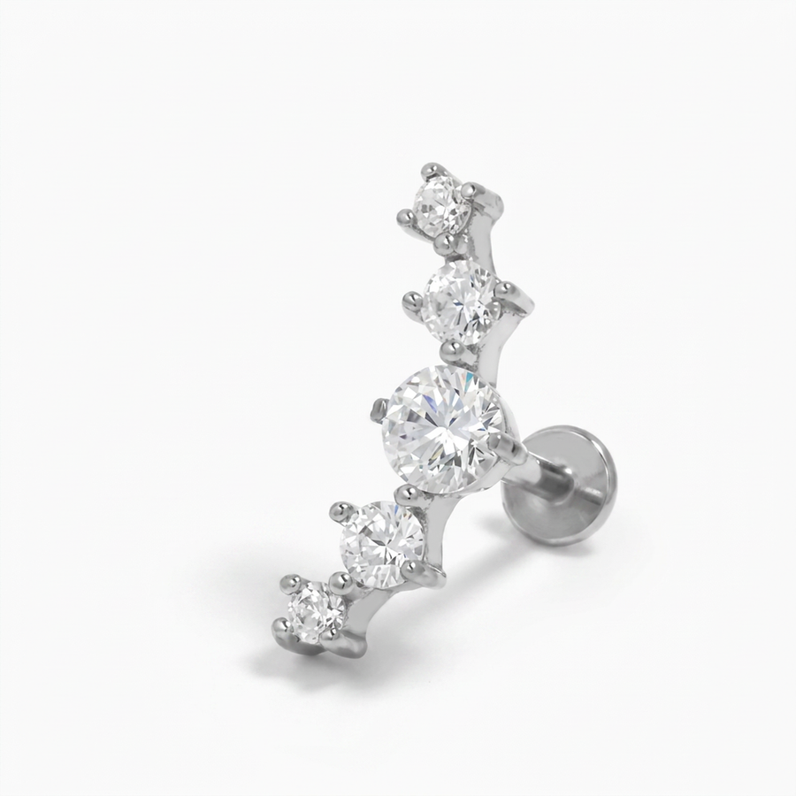 Piercing con zirconi in acciaio chirurgico 316L - Piercing per lobo, helix, forward helix, conch, flat, tragus
