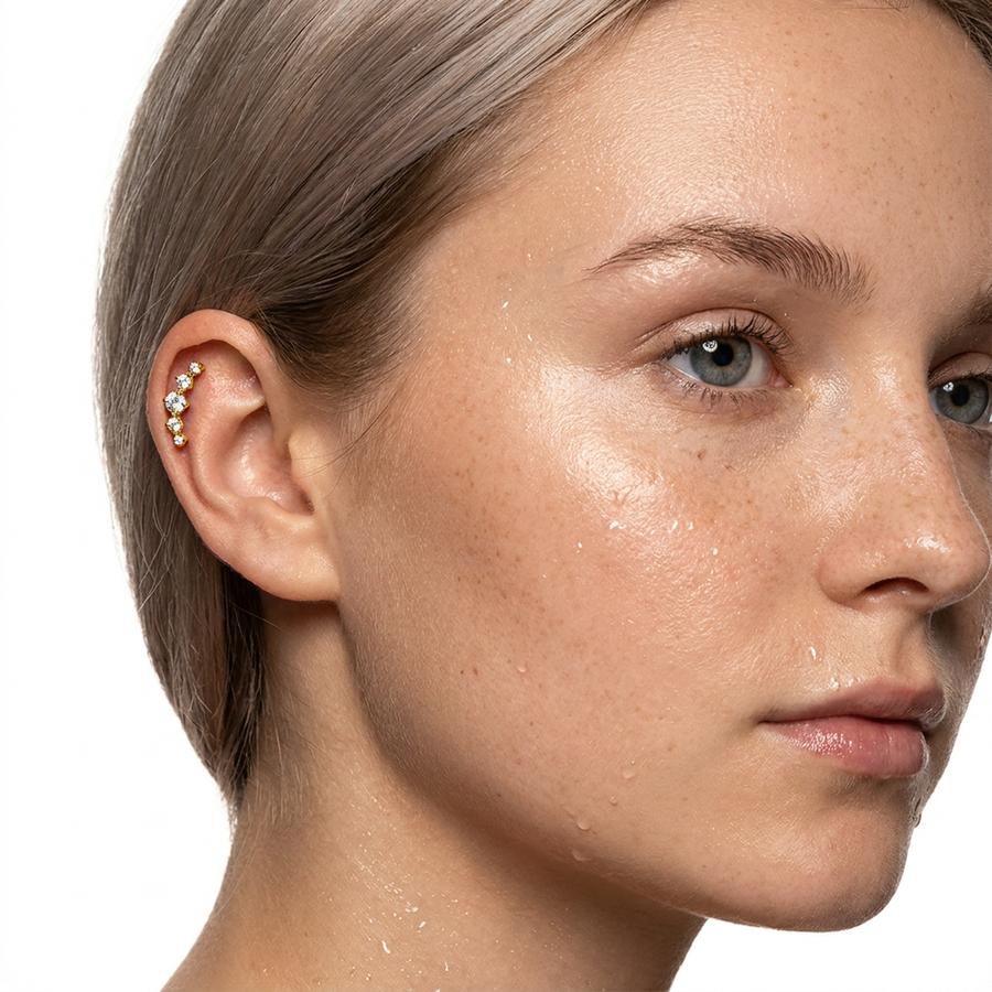 Piercing con zirconi in acciaio chirurgico 316L - Piercing per lobo, helix, forward helix, conch, flat, tragus