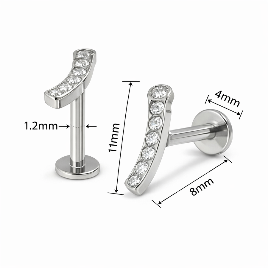 Piercing con zirconi in Acciaio Chirurgico 316L - Piercing per lobo, helix, forward helix, conch, flat, tragus