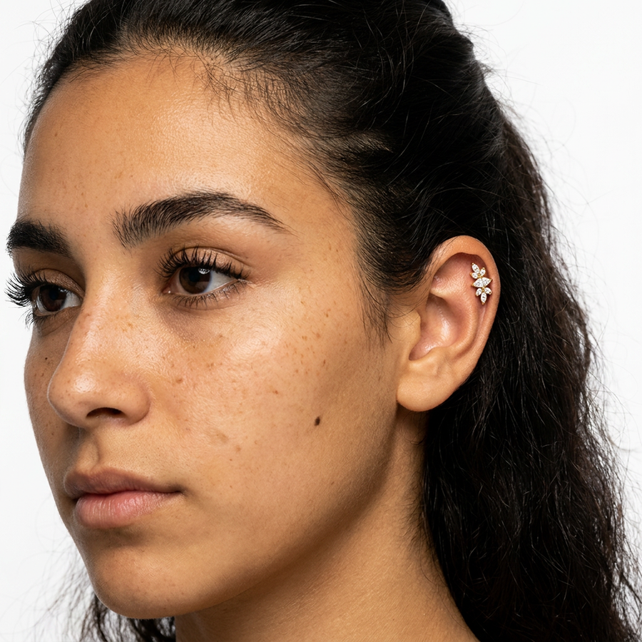 Piercing con zirconi in acciaio chirurgico 316L - Piercing per lobo, helix, forward helix, conch, flat, tragus