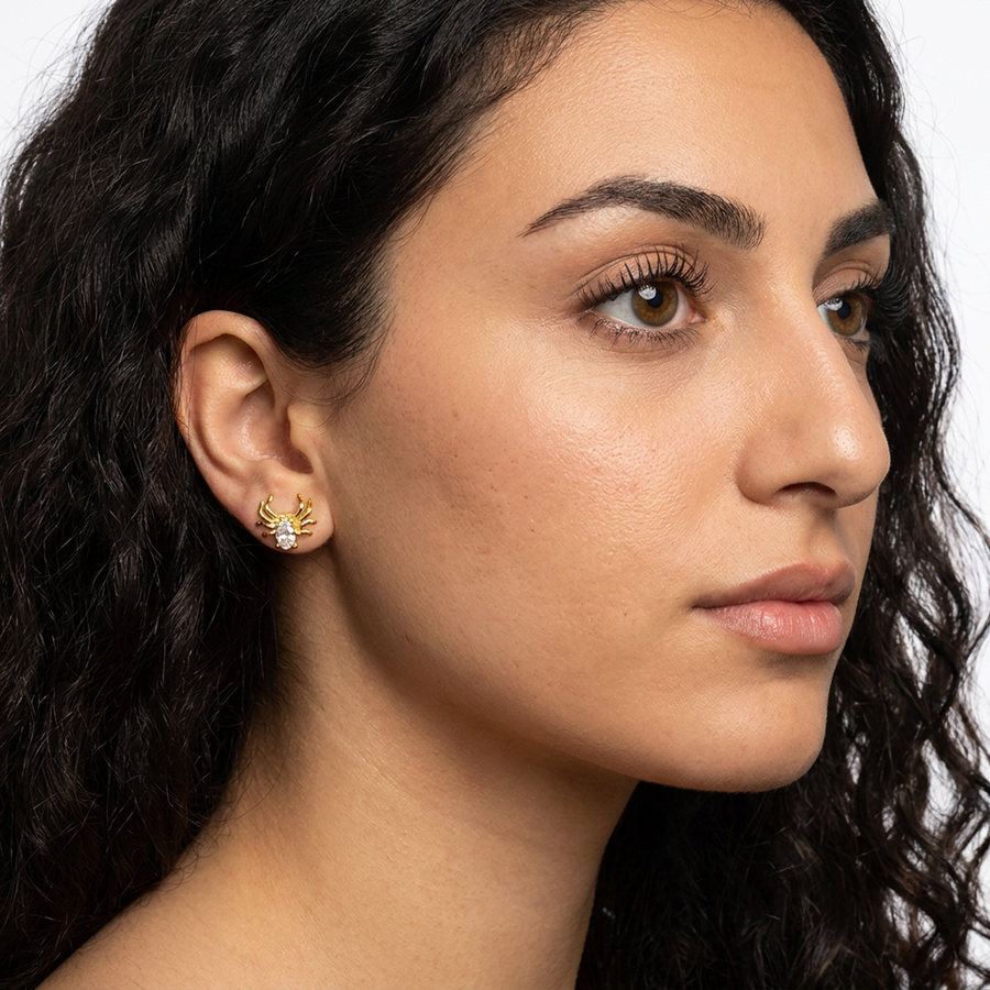 Piercing con ragno e zircone in Acciaio Chirurgico 316L - Piercing per lobo, helix, forward helix, conch, flat, tragus