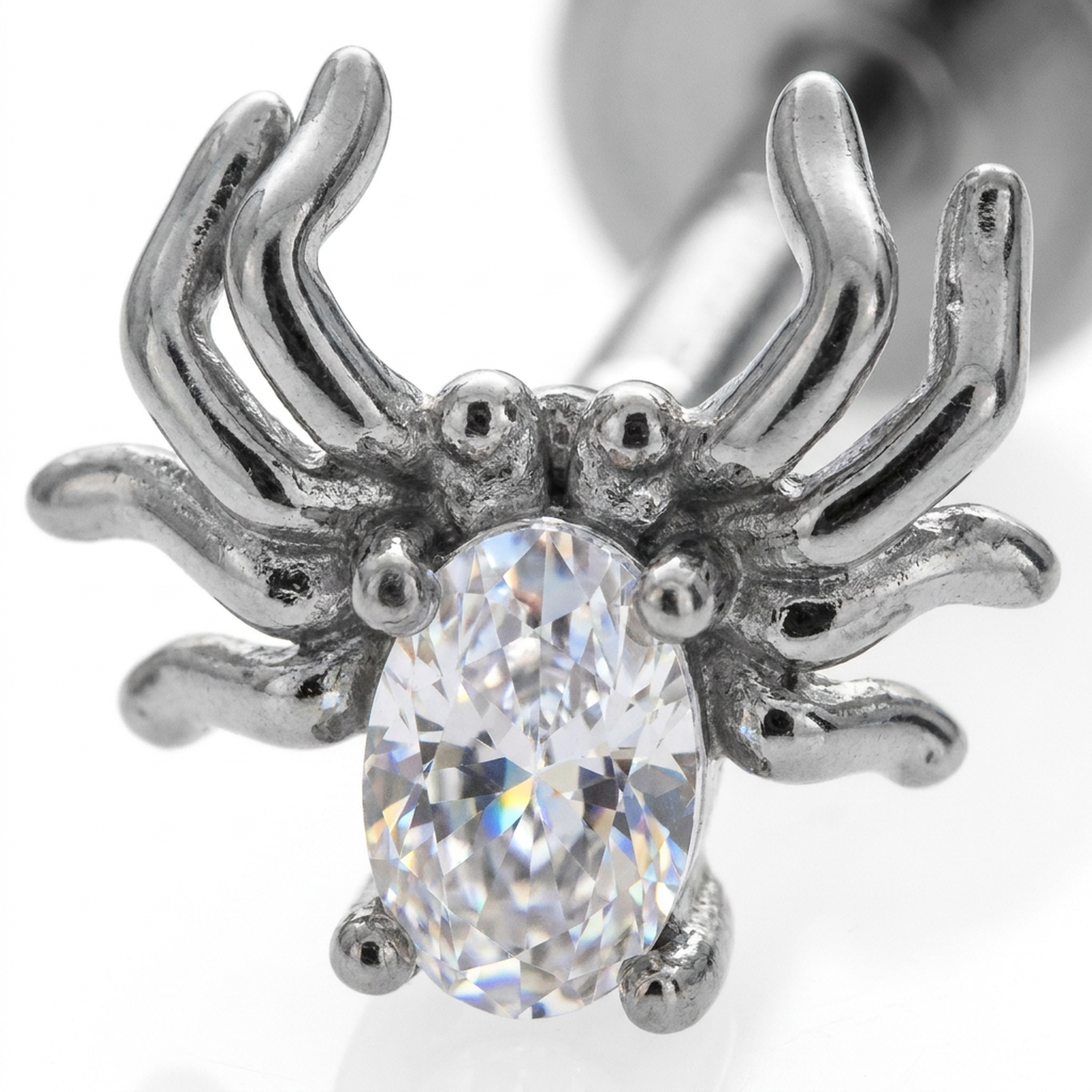 Piercing con ragno e zircone in Acciaio Chirurgico 316L - Piercing per lobo, helix, forward helix, conch, flat, tragus