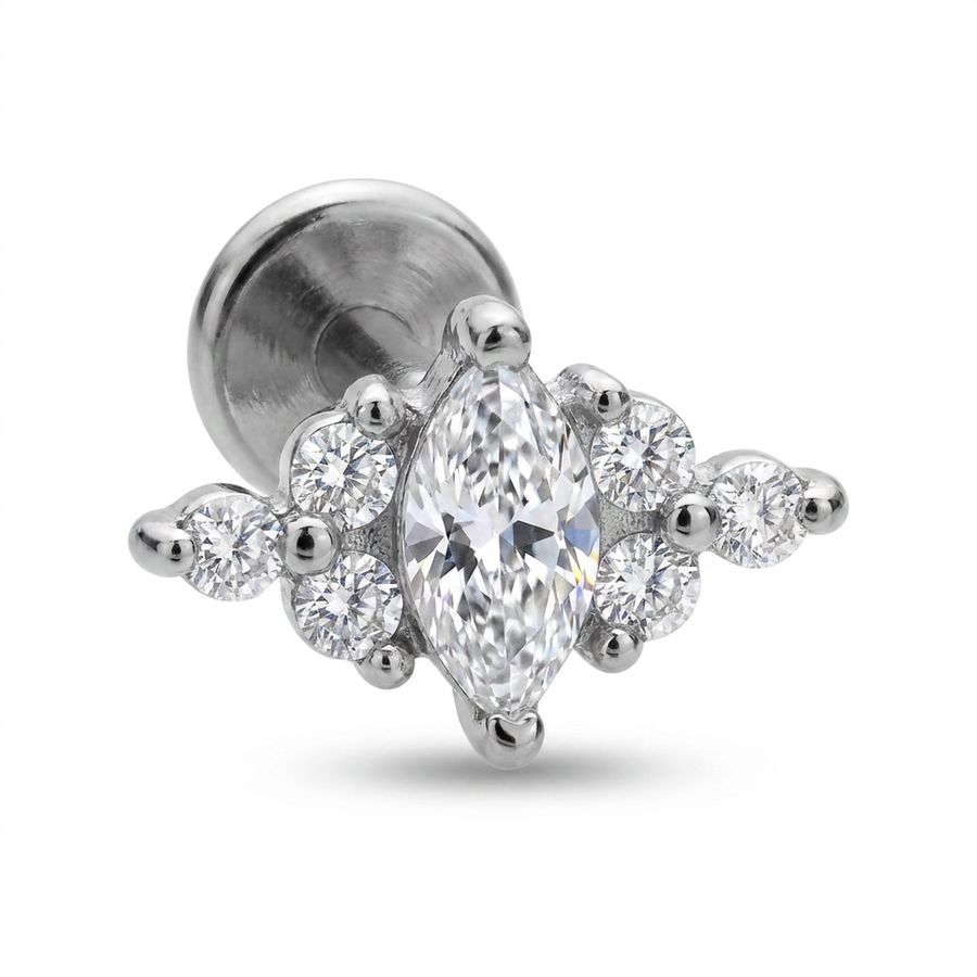 Piercing con zirconi in acciaio chirurgico 316L - Piercing per lobo, helix, forward helix, conch, flat, tragus