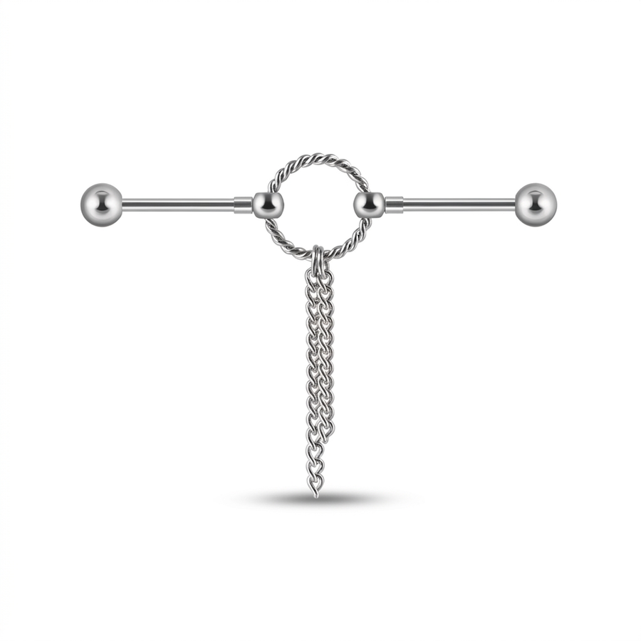 Piercing con catena pendente in Acciaio Chirurgico 316L - Piercing per industrial