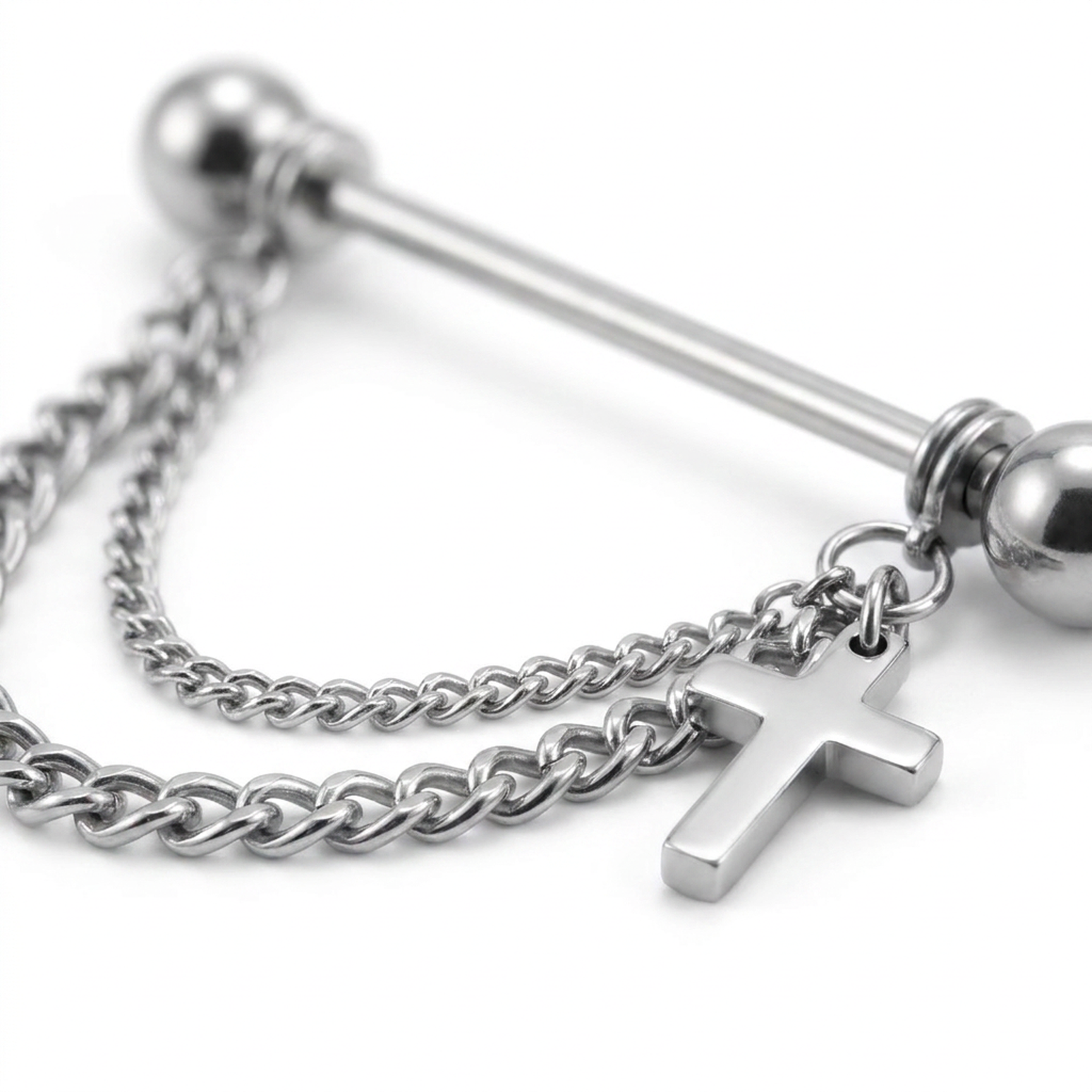 Piercing con catenina pendente in Acciaio Chirurgico 316L - Piercing per industrial