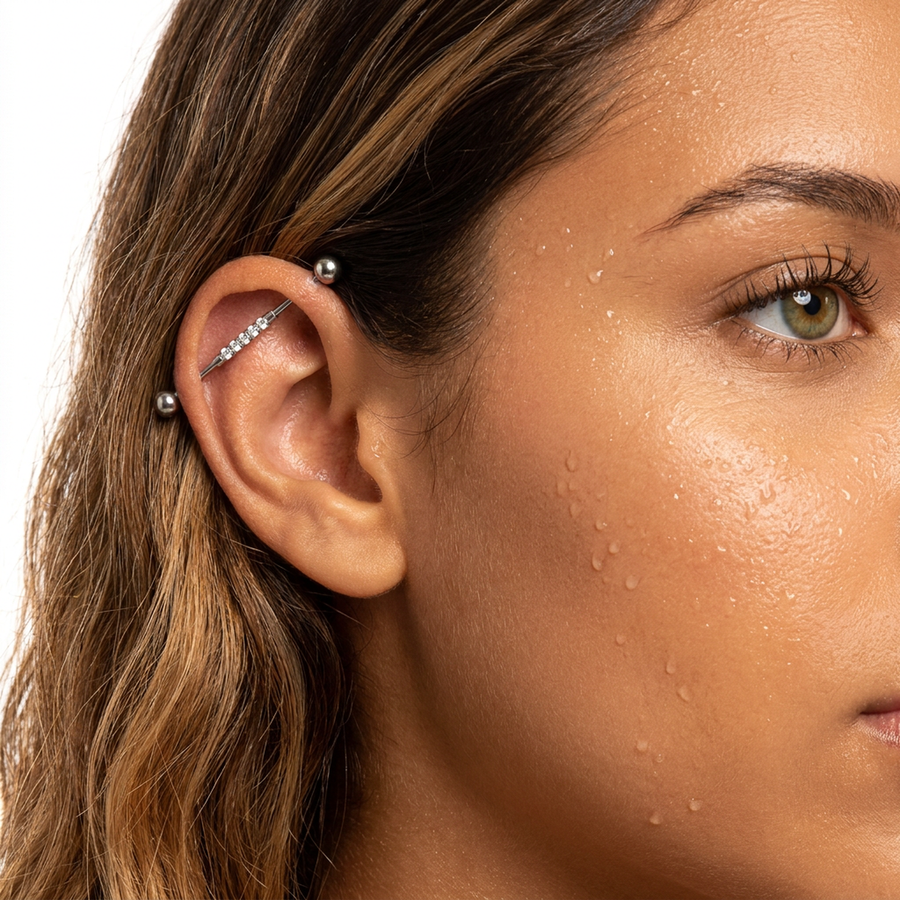 Piercing con zirconi in Acciaio Chirurgico 316L - Piercing per industrial