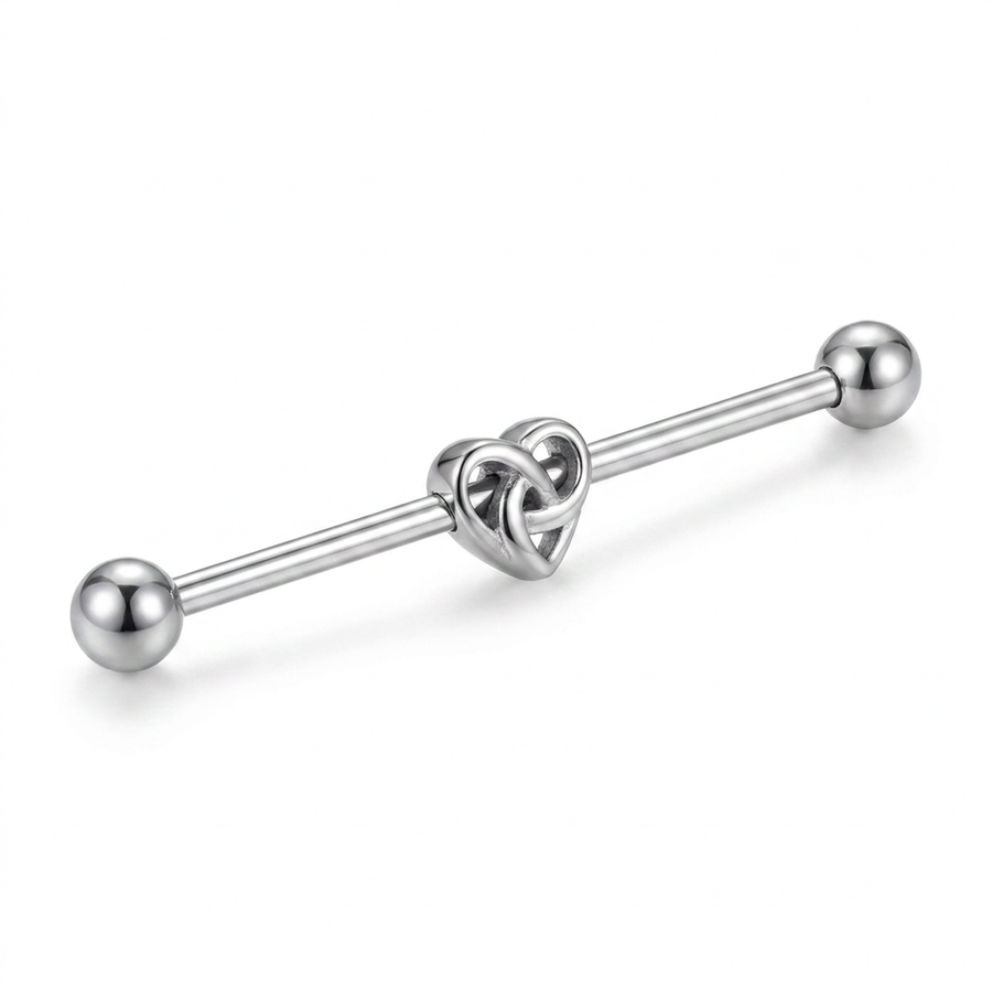Piercing con cuore annodato in Acciaio Chirurgico 316L - Piercing per industrial