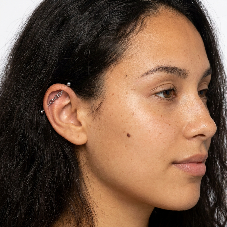 Piercing con catena in Acciaio Chirurgico 316L - Piercing per industrial
