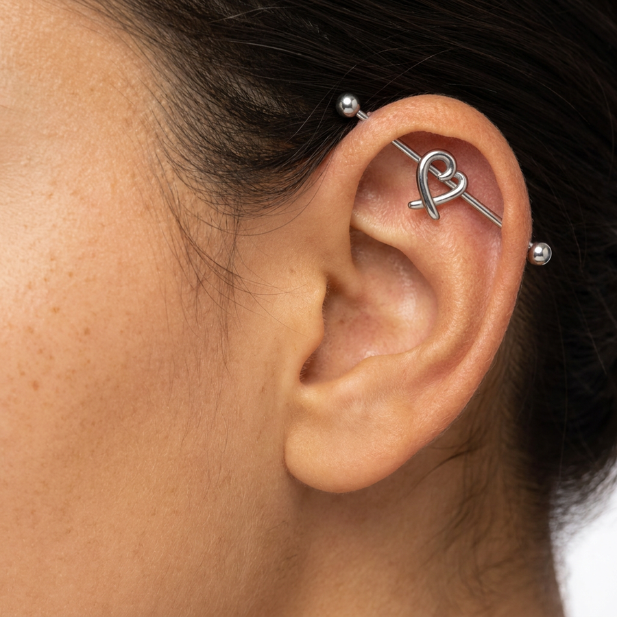 Piercing con cuore in Acciaio Chirurgico 316L - Piercing per industrial