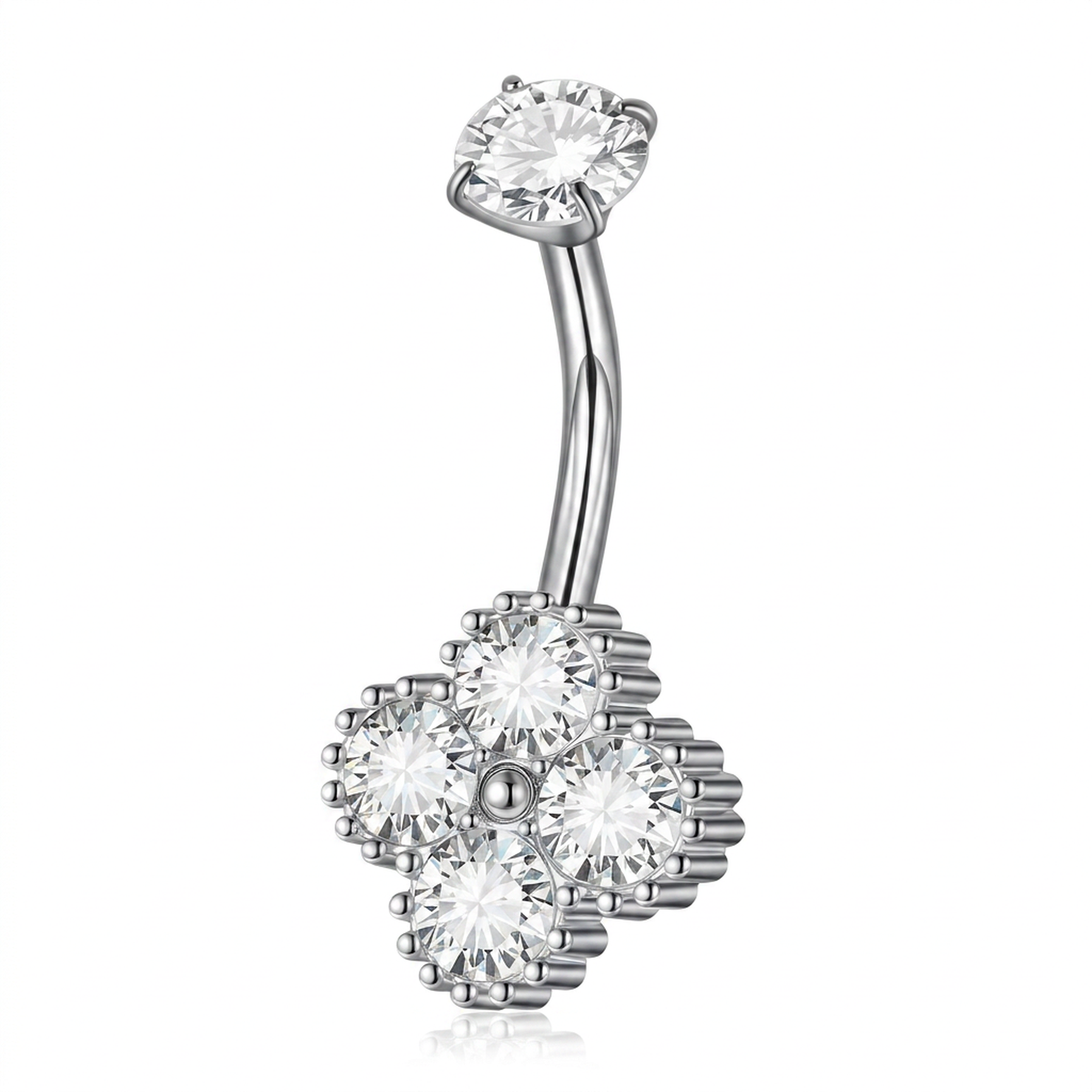 Piercing con fiore di zirconi in Acciaio Chirurgico 316L - Piercing per ombelico
