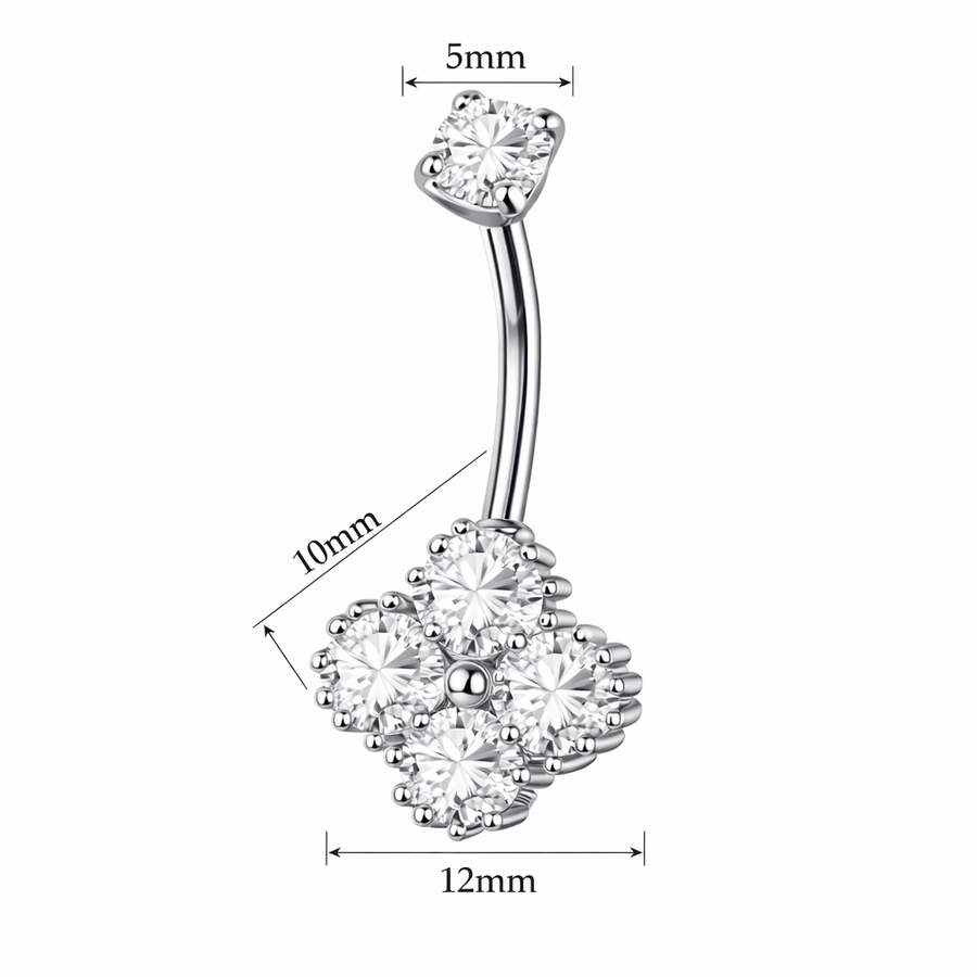 Piercing con fiore di zirconi in Acciaio Chirurgico 316L - Piercing per ombelico