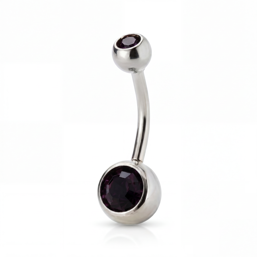 Piercing con zirconi in acciaio chirurgico 316L - Piercing per ombelico