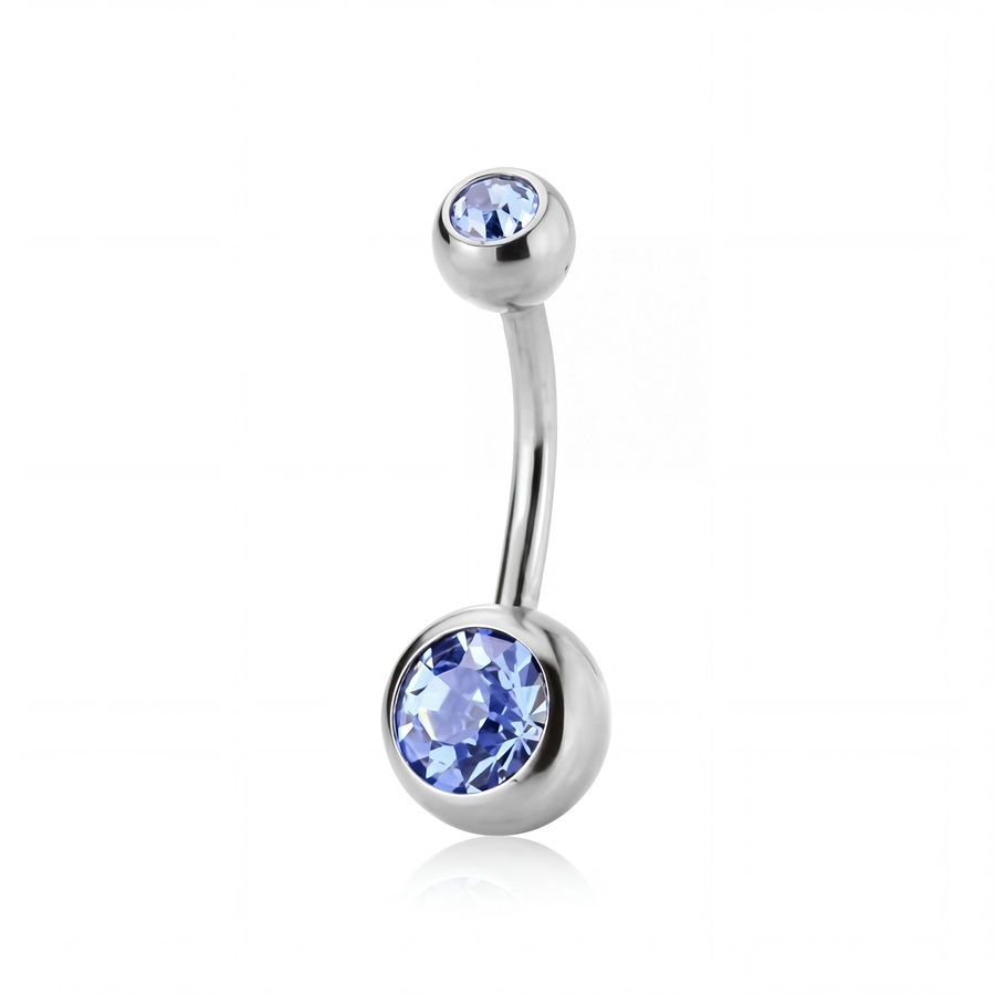 Piercing con zirconi in acciaio chirurgico 316L - Piercing per ombelico