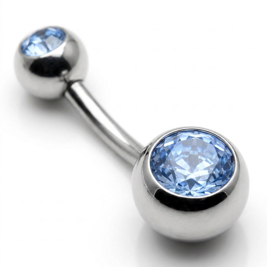 Piercing con zirconi in acciaio chirurgico 316L - Piercing per ombelico
