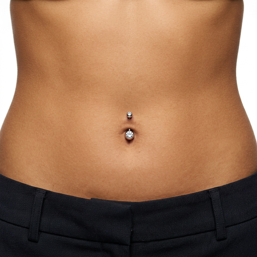 Piercing con zirconi in acciaio chirurgico 316L - Piercing per ombelico