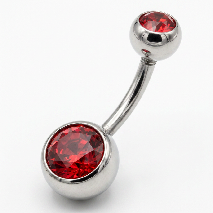 Piercing con zirconi in acciaio chirurgico 316L - Piercing per ombelico