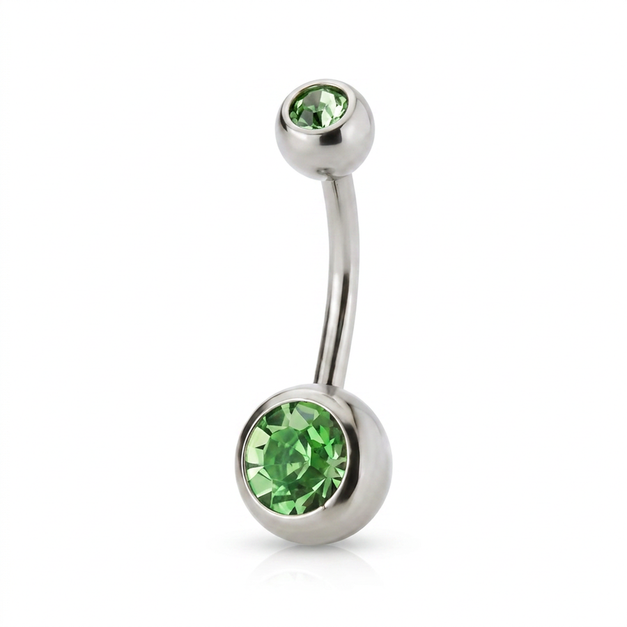 Piercing con zirconi in acciaio chirurgico 316L - Piercing per ombelico