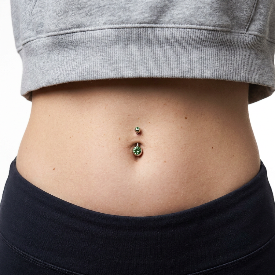 Piercing con zirconi in acciaio chirurgico 316L - Piercing per ombelico