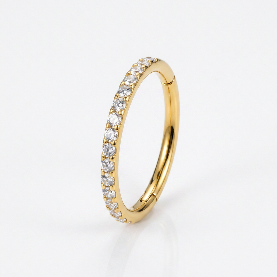 Piercing cerchietto con zirconi in acciaio chirurgico 316L - Piercing per naso