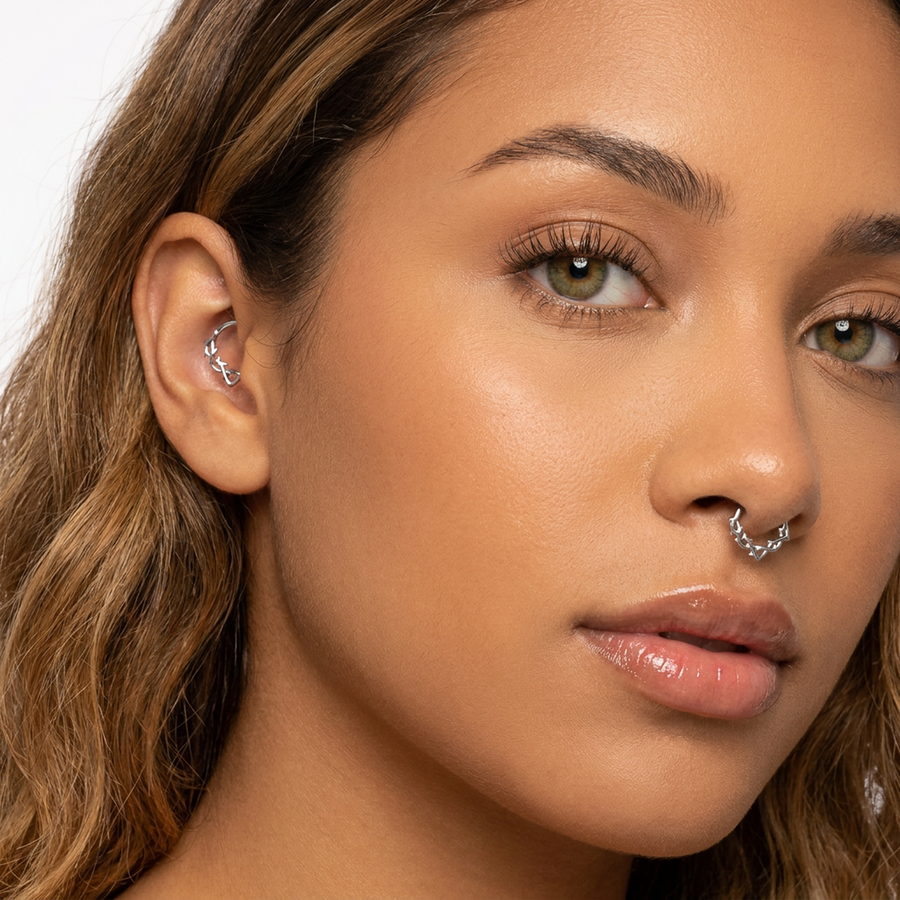 Piercing con intreccio in Acciaio Chirurgico 316L - Piercing per lobo, helix, daith, septum
