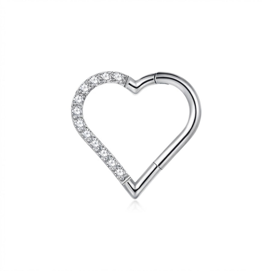 Piercing a cuore con zirconi in Acciaio Chirurgico 316L - Piercing per helix, daith, septum