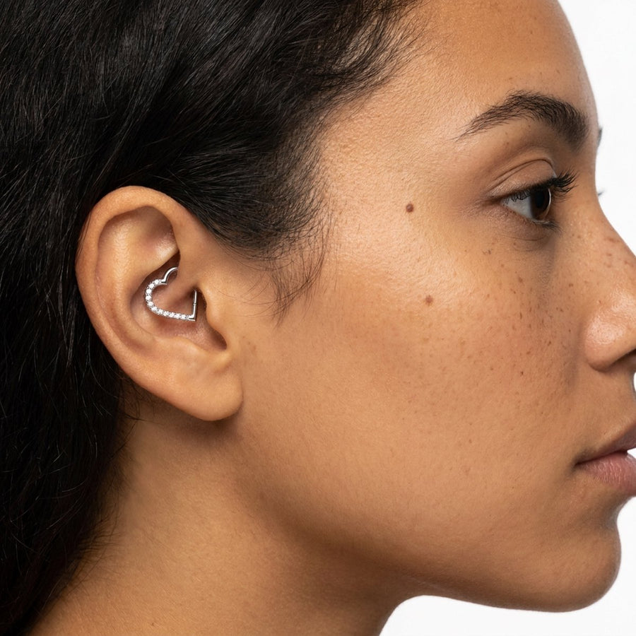 Piercing a cuore con zirconi in Acciaio Chirurgico 316L - Piercing per helix, daith, septum