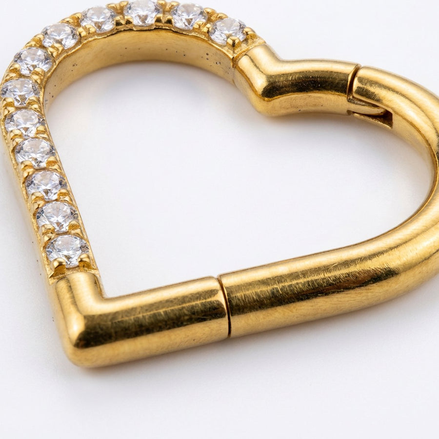 Piercing a cuore con zirconi in Acciaio Chirurgico 316L - Piercing per helix, daith, septum