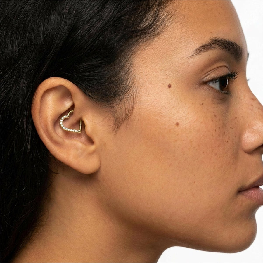 Piercing a cuore con zirconi in Acciaio Chirurgico 316L - Piercing per helix, daith, septum