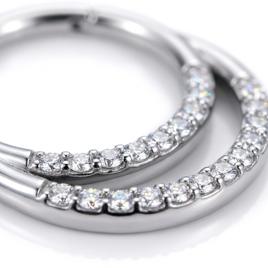 Piercing con zirconi in Acciaio Chirurgico 316L - Piercing per lobo, helix, daith, septum