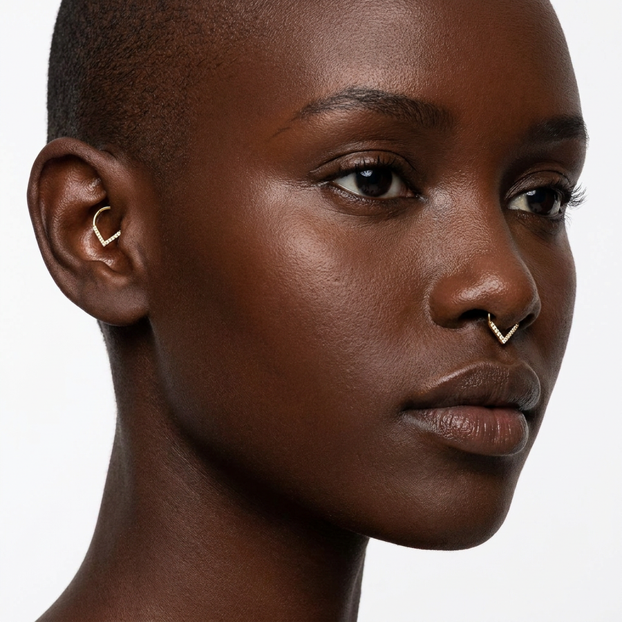 Piercing a punta con zirconi in Acciaio Chirurgico 316L - Piercing per lobo, helix, daith, septum